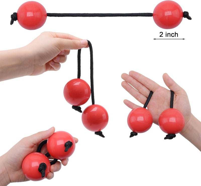 MGTECH 2 Pairs Aslatua Shakers, Kashaka Musical Percussion Instrument African Asalato Shaker Rhythmic Balls, Red - Image 2